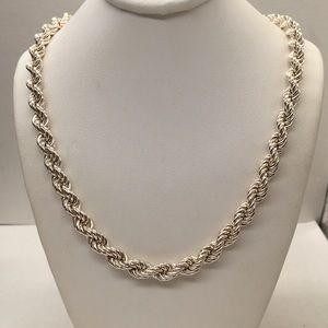 Vintage Sterling Silver Rope Chain Necklace